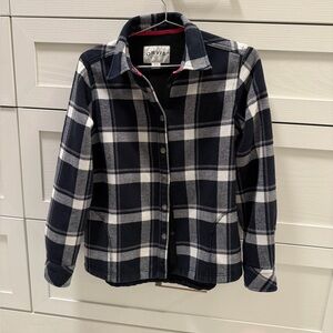 Orvis Navy and White Checkered Shirt Jacket